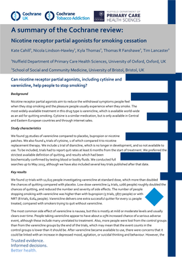 A Summary of the Cochrane Review