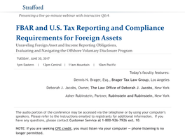 FBAR and U.S. Tax Reporting and Compliance Requirements For