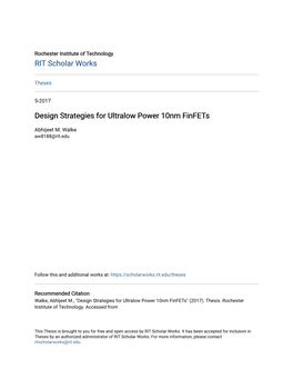 Design Strategies for Ultralow Power 10Nm Finfets