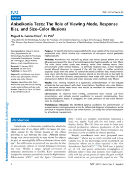 Aniseikonia Tests: the Role of Viewing Mode, Response Bias, and Size–Color Illusions