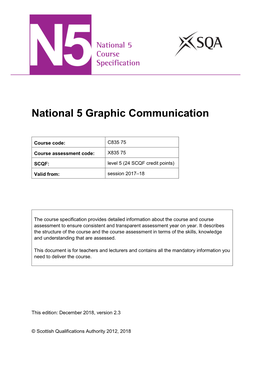 N5 Graphic Communication Course Specification