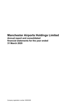 Manchester Airports Holdings Limited Annual Report and Consolidated Financial Statements for the Year Ended 31 March 2020