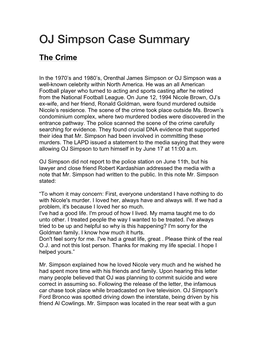 OJ Simpson Case Summary