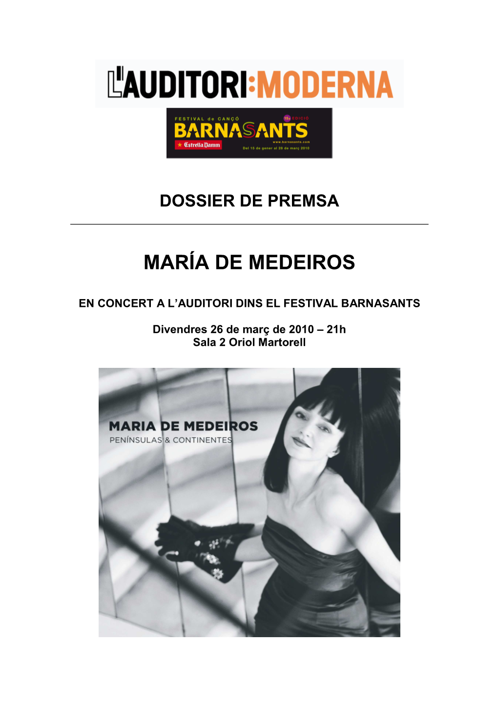 Dossier De Premsa María De Medeiros