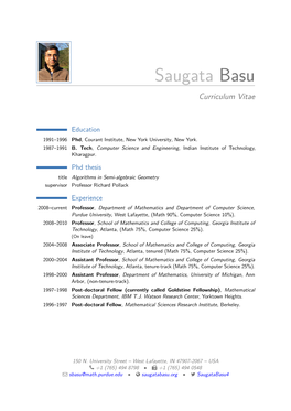 Saugata Basu Curriculum Vitae