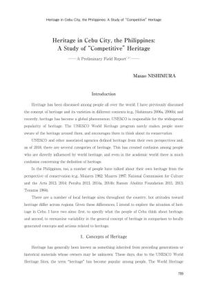 Heritage in Cebu City, the Philippines: a Study of “Competitive”