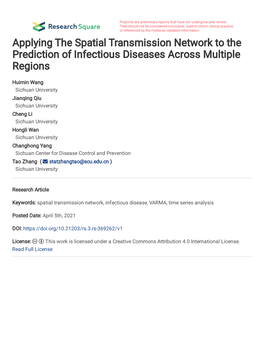 Applying the Spatial Transmission Network to the Prediction of Infectious Diseases Across Multiple Regions