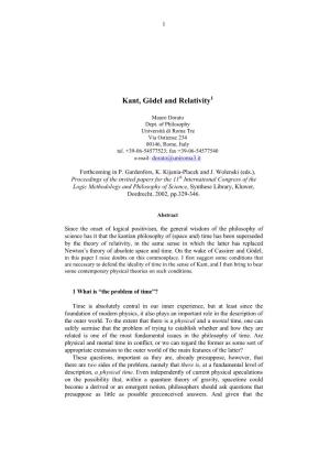 Kant, Gödel and Relativity1