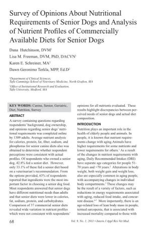Survey of Opinions About Nutritional Requirements of Senior Dogs And