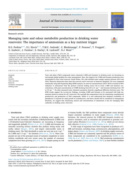 Managing Taste and Odour Metabolite Production in Drinking Water Reservoirs: the Importance of Ammonium As a Key Nutrient Trigger T