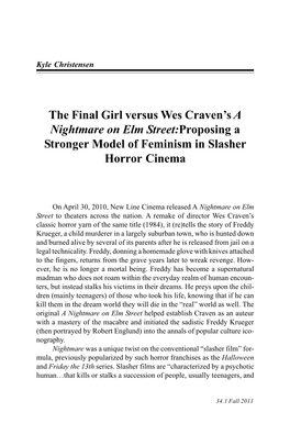 The Final Girl Versus Wes Craven's a Nightmare on Elm Street:Proposing