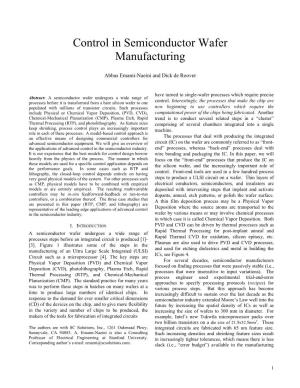 Control in Semiconductor Wafer Manufacturing