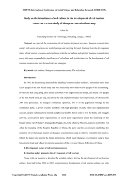 Study on the Inheritance of Red Culture in the Development of Red Tourism Resources -- a Case Study of Shangrao Concentration Camp