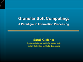 Granular Soft Computing: a Paradigm in Information Processing