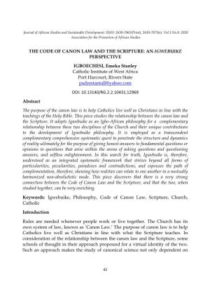 The Code of Canon Law and the Scripture