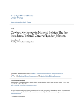 Cowboy Mythology in National Politics: the Pre-Presidential Political Career of Lyndon Johnson