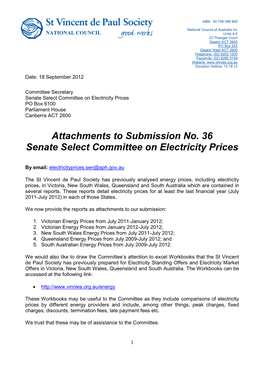 Attachments to Submission No. 36 Senate Select Committee on Electricity Prices