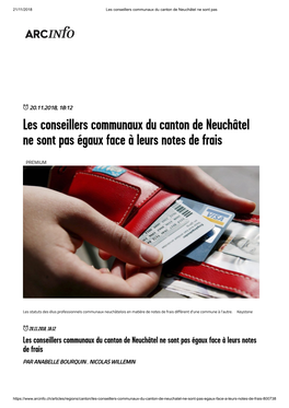 Les Conseillers Communaux Du Canton De Neuchâtel Ne Sont Pas Égaux Face À Leurs Notes De Frais