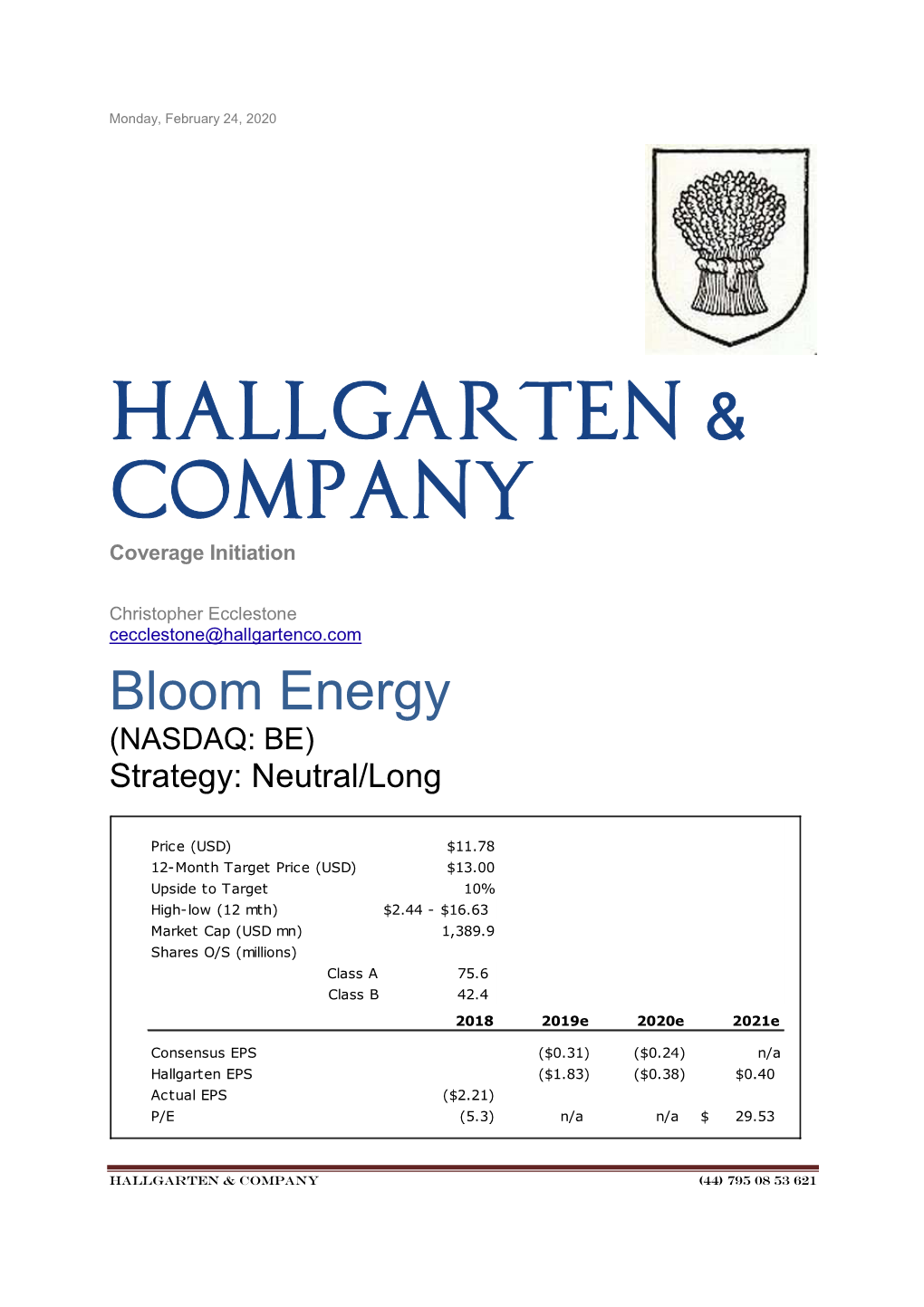 Bloom Energy (NASDAQ: BE) Strategy: Neutral/Long