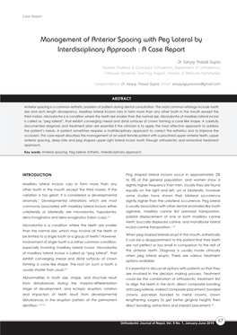 Management of Anterior Spacing with Peg Lateral by Interdisciplinary Approach : a Case Report