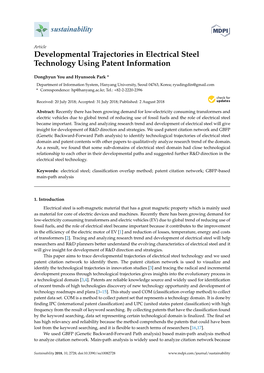 Developmental Trajectories in Electrical Steel Technology Using Patent Information