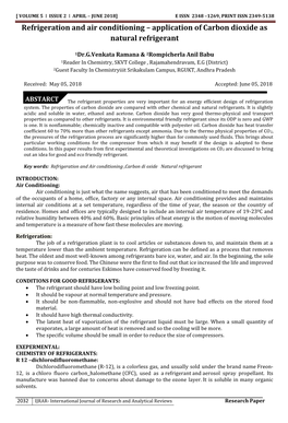 Application of Carbon Dioxide As Natural Refrigerant