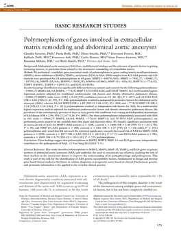 Polymorphisms of Genes Involved in Extracellular Matrix Remodeling And