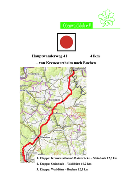 Hauptwanderweg 41 41Km – Von Kreuzwertheim Nach Buchen
