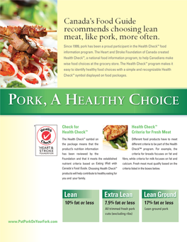 Pork a Healthy Choice