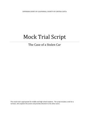 Mock Trial Script the Case of a Stolen Car