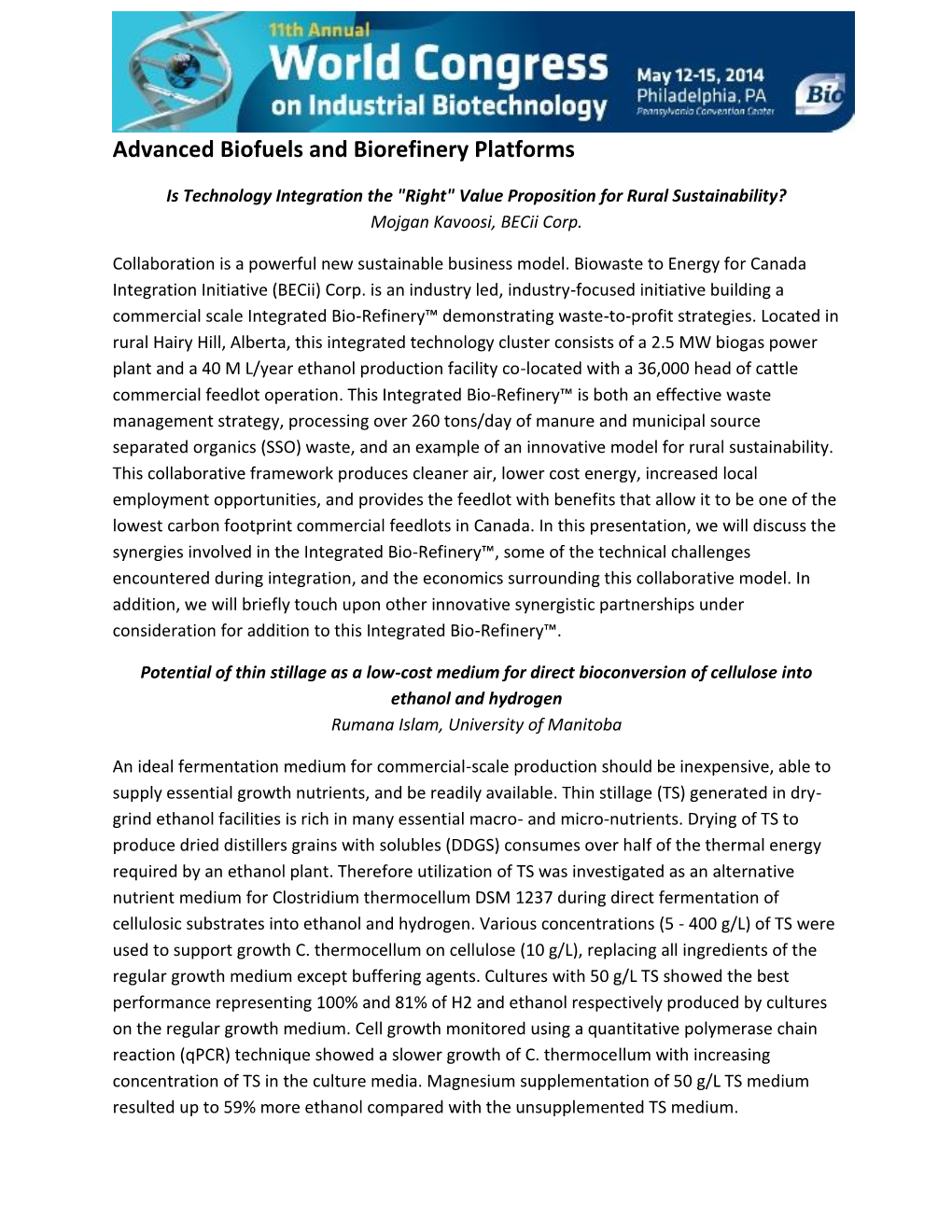 Advanced Biofuels and Biorefinery Platforms