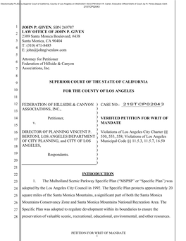 Hillside Federation Writ Petition