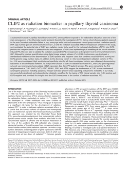 CLIP2 As Radiation Biomarker in Papillary Thyroid Carcinoma