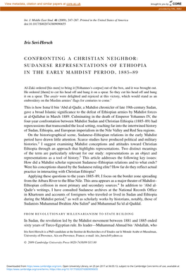 Confronting a Christian Neighbor: Sudanese Representations of Ethiopia in the Early Mahdist Period, 1885–89