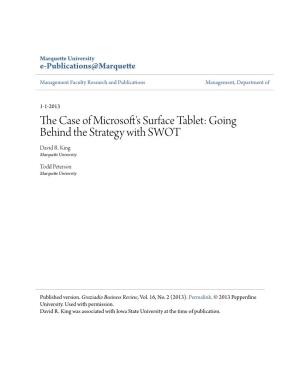 The Case of Microsoft's Surface Tablet: Going Behind the Strategy With