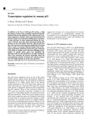 Transcription Regulation by Mutant P53
