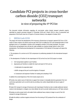 Candidate PCI Projects in Cross-Border Carbon Dioxide (CO2) Transport Networks in View of Preparing the 4Th PCI List