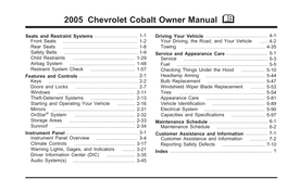 2005 Chevrolet Cobalt Owner Manual M