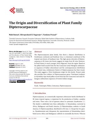 The Origin and Diversification of Plant Family Dipterocarpaceae