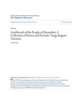 Livelihoods of the People of Mazumbai: a Collection of Stories and Portraits, Tanga Region, Tanzania Joseph Baldus