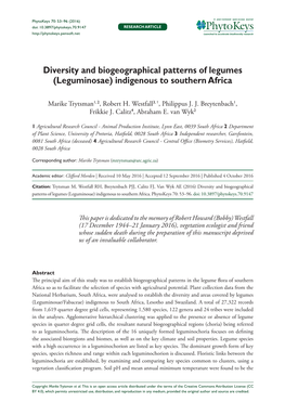 Diversity and Biogeographical Patterns of Legumes (Leguminosae