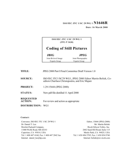 Coding of Still Pictures