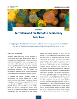 Terrorism and the Threat to Democracy Daniel Byman