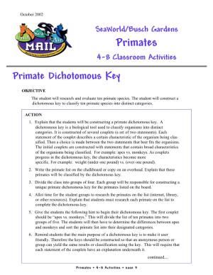 Primate Dichotomous Key
