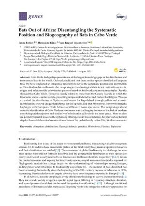 Disentangling the Systematic Position and Biogeography of Bats in Cabo Verde