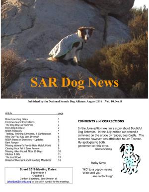 NSDA SAR DOG NEWS August 2016 Page 1