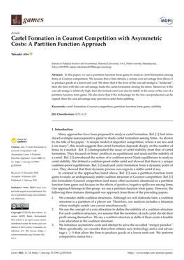 Cartel Formation in Cournot Competition with Asymmetric Costs: a Partition Function Approach