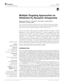Multiple Targeting Approaches on Histamine H3 Receptor Antagonists