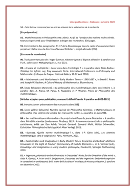 Liste Publications – Rabouin – Octobre 2020 [En Préparation] 92
