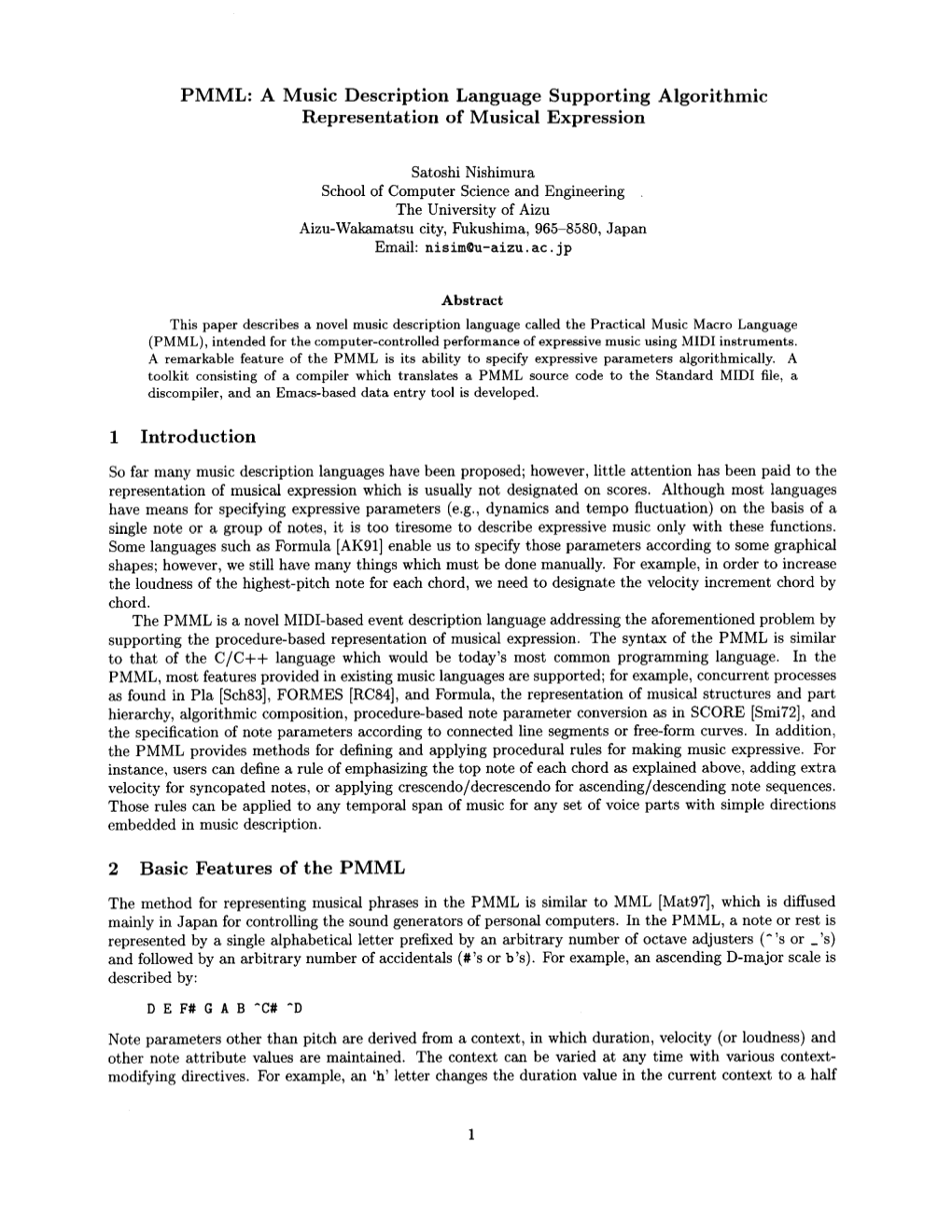 PMML: a Music Description Language Supporting Algorithmic Representation of Musical Expression